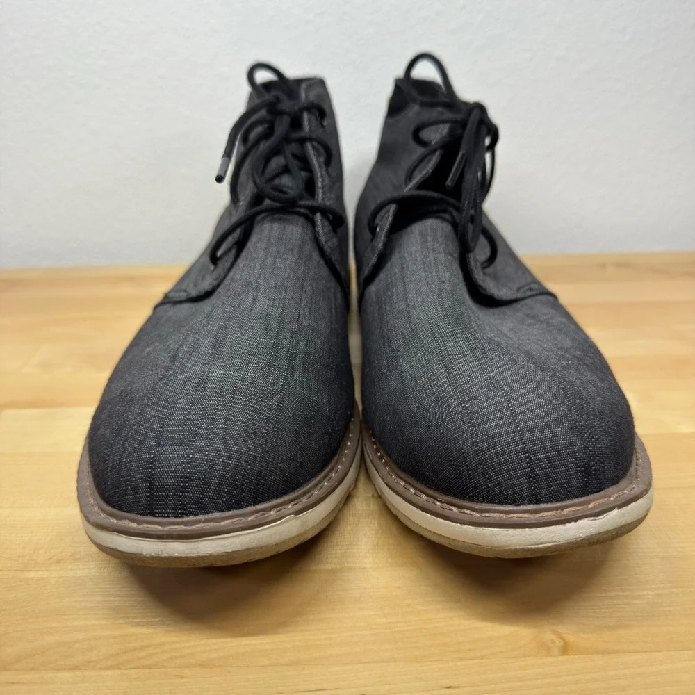 Toms Boots Mens Chukka‎ Mid Top Ankle Bootie Gray Fabric Lace Up Size 13